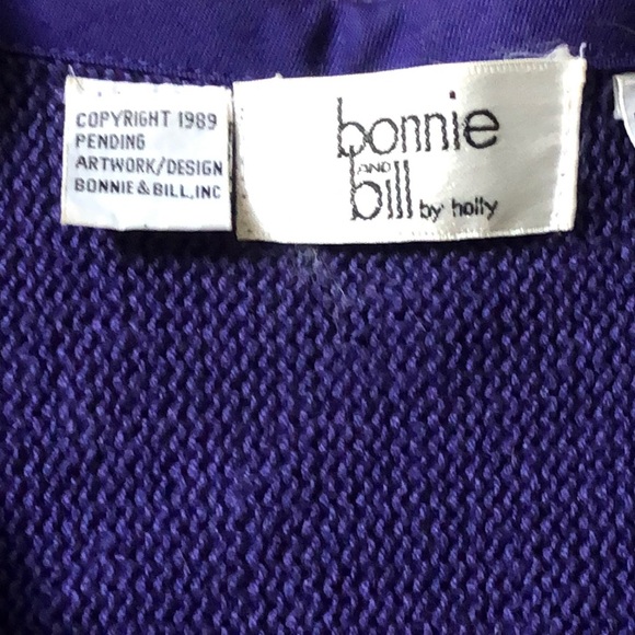 Halloween 80s-Vintage Purple Beaded Sweater with Shoulder Pads 👻 - Picture 2 of 3